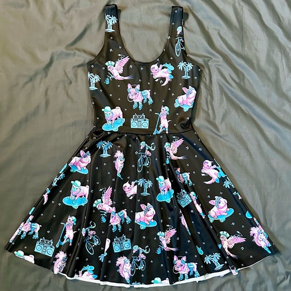 Black Milk Radimals Scoop Skater Dress S Limited BMC Rare Cartoon Animal Print - Picture 4 of 5